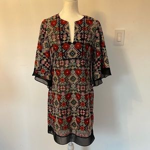 BCBG MAX AZRIA Tatie Embroidered Floral Dress BOHO Chic Size Small